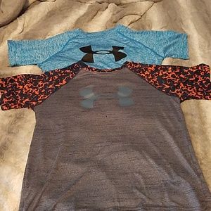 2 YLG Underarmour short sleeve heat gear shirts
